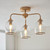 Endon Lighting Ashcroft 3 Light Brushed Aged Brass with Clear Shades Semi Flush Ceiling Light 
