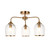 Endon Lighting Ashcroft 3 Light Brushed Aged Brass with Clear Shades Semi Flush Ceiling Light 