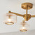 Endon Lighting Stamford 3 Light Brushed Aged Brass with Clear Ribbed Glass Shades Semi Flush Ceiling Light 
