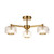 Endon Lighting Stamford 3 Light Brushed Aged Brass with Clear Ribbed Glass Shades Semi Flush Ceiling Light 