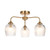 Ashcroft 3 Light Brushed Aged Brass with Ribbed Clear Shades Semi Flush Ceiling Light