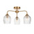 Ashcroft 3 Light Brushed Aged Brass with Ribbed Clear Shades Semi Flush Ceiling Light