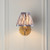 Ripple Curve Brass Patina with Pearl Grey Ikat Shade 16cm Wall Light