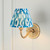 Ripple Curve Brass Patina with Marlin Blue Ikat Shade 16cm Wall Light