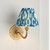 Ripple Curve Brass Patina with Marlin Blue Ikat Shade 16cm Wall Light