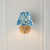 Ripple Curve Brass Patina with Marlin Blue Ikat Shade 16cm Wall Light