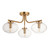 Endon Lighting Jacob 3 Light Warm Brass with Clear Glass Shade Semi Flush Ceiling Light 