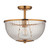Somerset Vintage Brass with Clear Ribbed Glass Uplighter Flush Ceiling Light