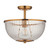 Endon Lighting Somerset Vintage Brass with Clear Ribbed Glass Uplighter Flush Ceiling Light 