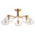 Jacob 5 Light Warm Brass with Clear Glass Shade Semi Flush Ceiling Light