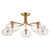 Endon Lighting Jacob 5 Light Warm Brass with Clear Glass Shade Semi Flush Ceiling Light 