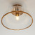 Somerset Vintage Brass with Clear Ribbed Glass Downlight Flush Ceiling Light