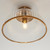 Endon Lighting Somerset Vintage Brass with Clear Ribbed Glass Downlight Flush Ceiling Light 