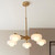 Boss 5 Light Brushed Aged Brass with Matt Opal Shades Pendant Light