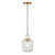 Travi Vintage Brass with White Marble with Ribbed Clear Shade Pendant Light