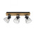 Taro 3 Light Black and Wood Adjustable Ceiling Spotlight