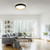 Emilia Black and Wood with White LED Flush Ceiling Light