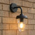 Acotas Matt Black with Ribbed Glass Outdoor Wall Light