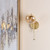 Ede Satin Gold with Ribbed Amber Glass Wall Light