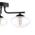 Ede 3 Light Matt Black with Ribbed Glass Semi-Flush Ceiling Light