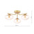 Ede 3 Light Satin Gold with Ribbed Amber Glass Semi-Flush Ceiling Light