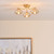 Ede 3 Light Satin Gold with Ribbed Amber Glass Semi-Flush Ceiling Light