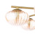Ede 6 Light Satin Gold with Ribbed Amber Glass Semi-Flush Ceiling Light