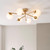 Endon Lighting Aaron 6 Light Brushed Aged Brass with Matt Opal Spheres Semi Flush Ceiling Light - Clearance 