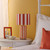 Dar Lighting Cicada Polished Chrome and Orange White Stripes Base and Shade Table Lamp - Clearance 