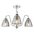 Dar Lighting Glynis 3 Light Polished Nickel and Smoked Ribbed Glass Semi Flush Ceiling Light - Clearance 