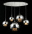 Maytoni Fermi 5 Light Chromed Glass With Optional Crystal Droplet Semi-Flush Ceiling Light