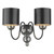 David Hunt Garbo 2 Light Pewter Complete with Black and Silver Shades Double Wall Light 