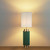 Searchlight Flask Dark Green Linen With Antique Brass And White Shade Table Lamp 