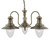 Searchlight Fisherman 3 Light Antique Brass with Seeded Glass Pendant Light