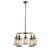 Searchlight Pipes 5 Light Antique Brass with Seeded Glass Pendant Light