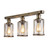 Searchlight Pipes 3 Light Antique Brass with Seeded Glass Flush Ceiling Light