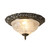 Searchlight Derby 2 Light Antique Brass with Decorative Frosted Glass Flush Ceiling Light