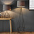 Endon Lighting Apollo Aged Copper Paint and Grey Fabric Shade Table Lamp