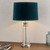 Endon Lighting Winslet Hammer Glass with Bright Nickel and Teal Velvet Shade Table Lamp