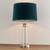 Endon Lighting Winslet Hammer Glass with Bright Nickel and Teal Velvet Shade Table Lamp