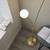 Endon Lighting Bloom 2 Light Satin Brass with Opal Glass Floor Lamp