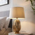 Endon Lighting Delphine Gold Leaf with Ivory Cotton Shade Table Lamp