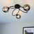 Endon Lighting Ellipse 3 Light Satin Black with Smoked Mirror Glass Semi-Flush Ceiling Light