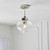 Endon Lighting Addington Bright Nickel with Clear Ribbed Glass Semi-Flush Ceiling Light