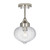 Endon Lighting Addington Bright Nickel with Clear Ribbed Glass Semi-Flush Ceiling Light