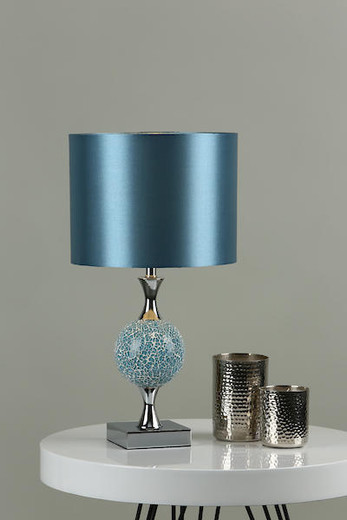 Dar Lighting Elsa Blue Mosaic with Blue Shade Table Lamp