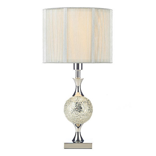 Dar Lighting Elsa Silver Mosaic with Silver String Shade Table Lamp