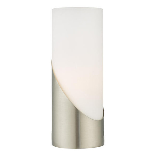 Dar Lighting Faris Satin Nickel with Opal Glass Touch Table Lamp