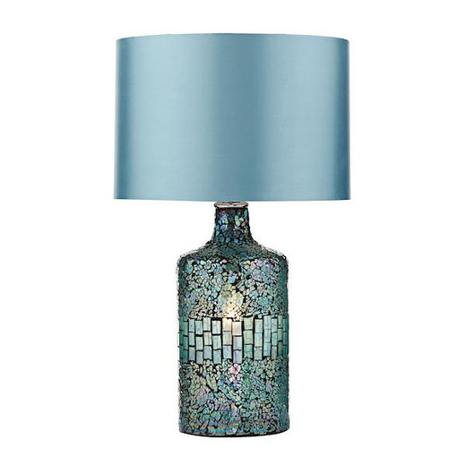 Dar Lighting Guru Blue Mosaic Dual Source with Light Blue Shade Table Lamp