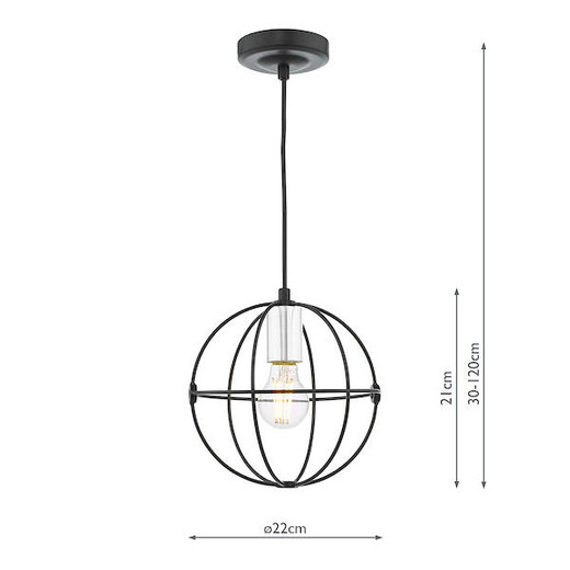 Dar Lighting Javari Matt Black and Polished Chrome Pendant Light